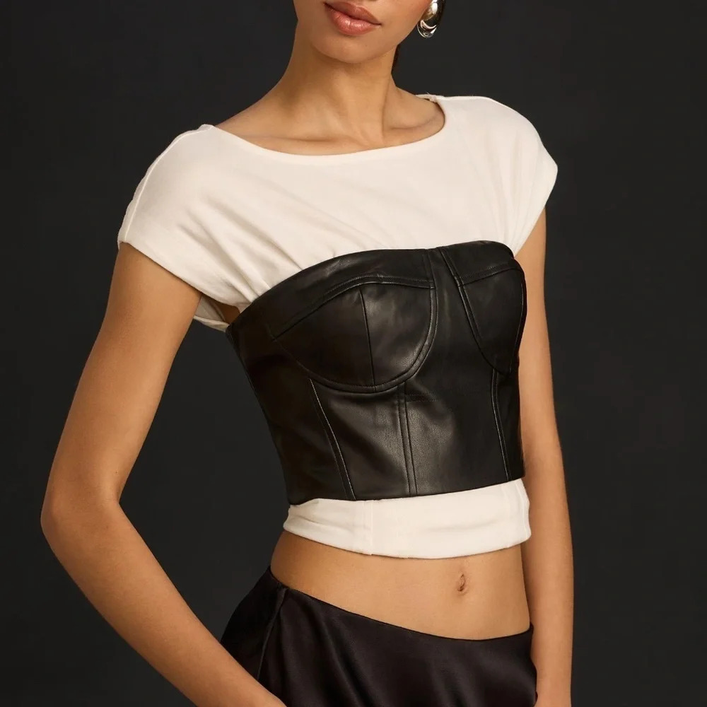 NWT Anthropologie Mare Mare Faux Leather Bustier Large - Picture 5 of 6